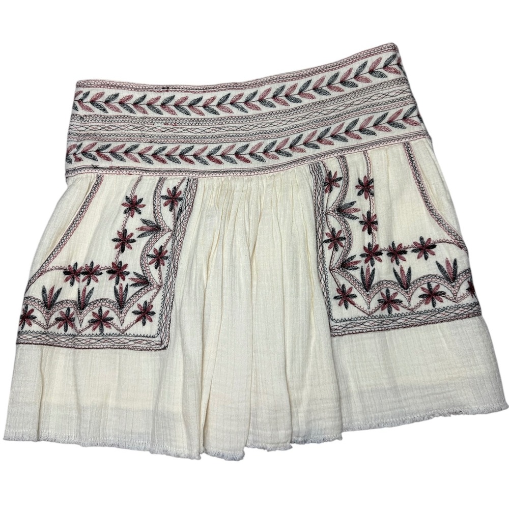 Isabel Marant Étoile Embroidered Cotton Mini Skirt Cottagecore Boho Sz 36 Luxury - Picture 4 of 13